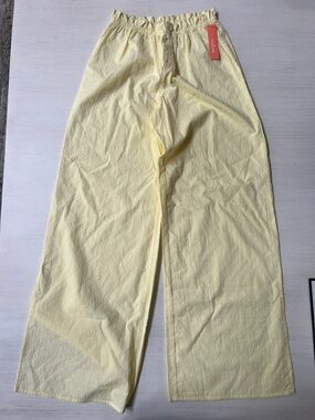 ColsieYellow Dotted Cotton Wide-Leg Pants